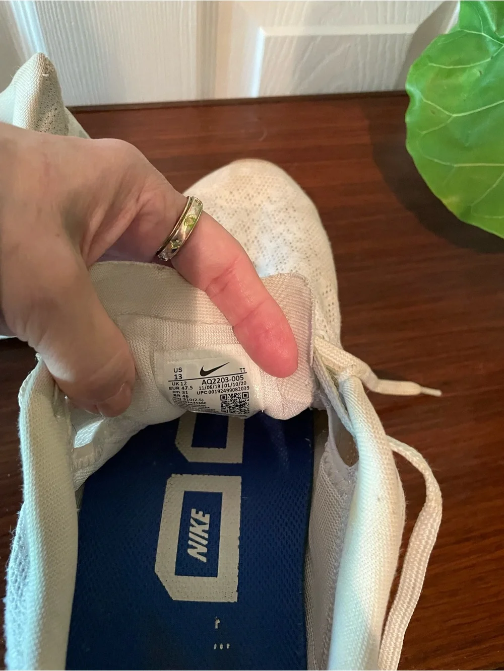 Nike White Sneakers with Blue Insole